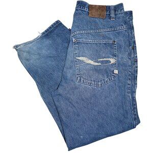 Vintage 90s 2000s Davoucci Jeans Mens 40x33 Light Wash Baggy Embroidered Pockets